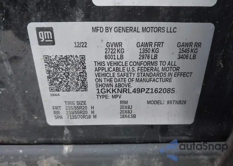 2023 GMC Acadia Sle from USA, damaged, VIN 1GKKNRL49PZ162085
